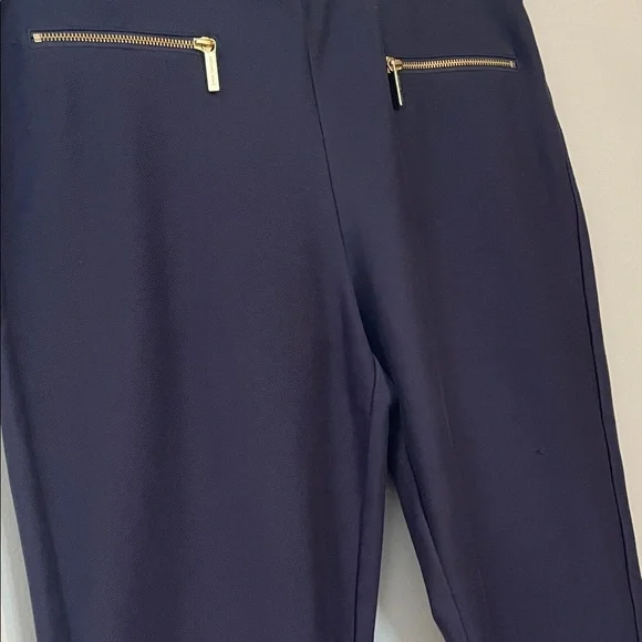Michael Kors Navy Blue Trousers with Gold Zippers - Picture 3 of 6